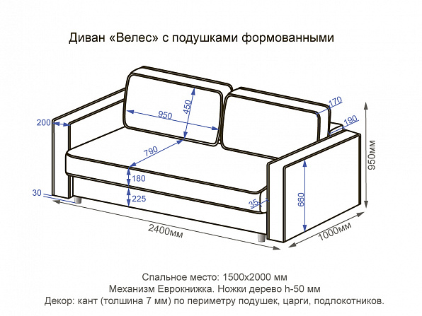 Диван Велес подушки формованные.  N5